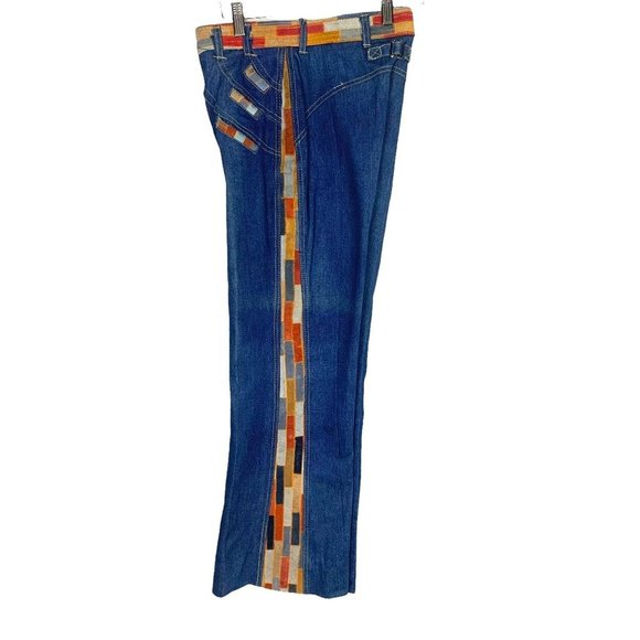 Vintage 70s Fredericks of Hollywood Suede Patchwork Denim Vest Set Medium - Picture 5 of 16